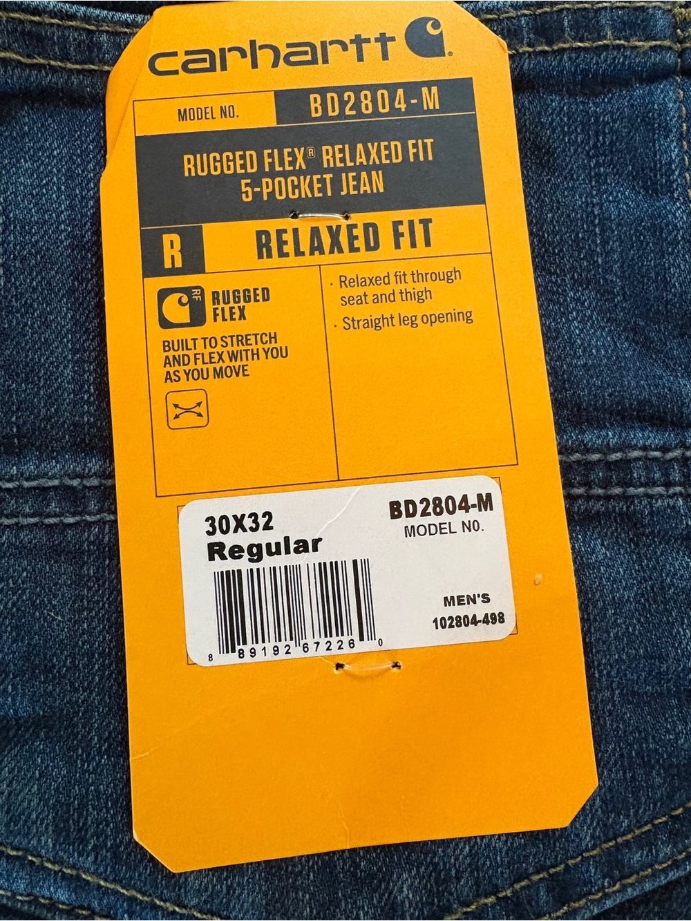 ♥️💖 Carhartt Rugged Flex Relaxed Fit 5-Pocket Jean 30x32 Regular Jeans NWT